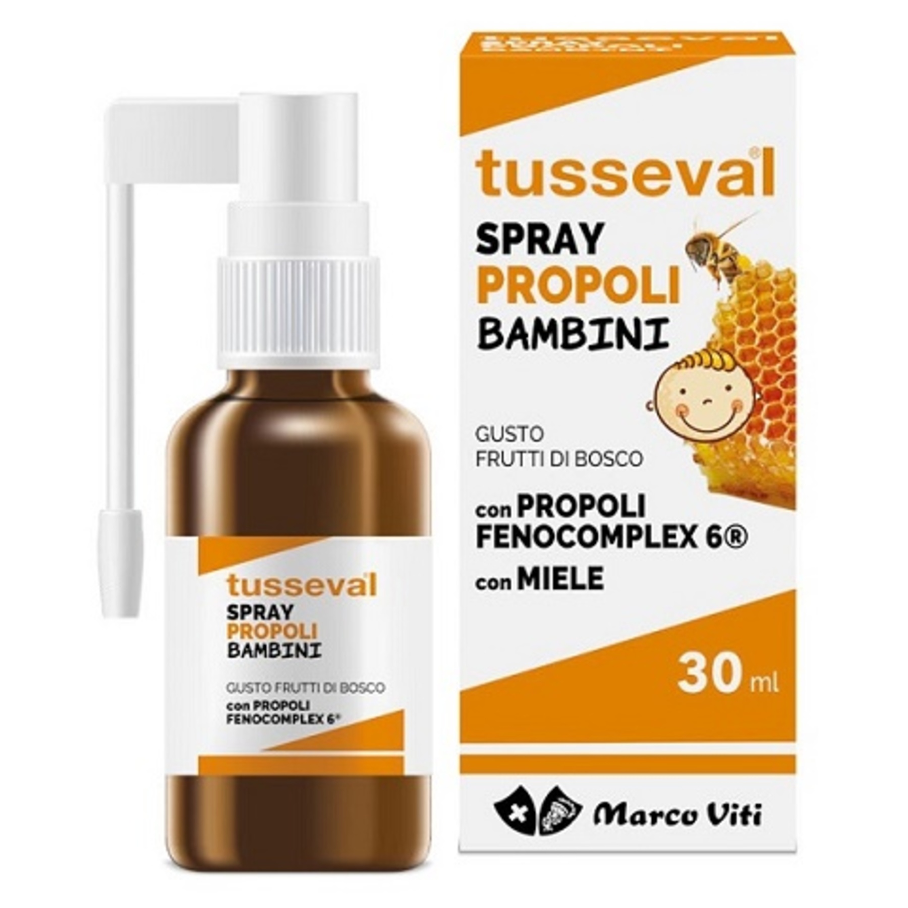 Tusseval Spray Propoli per Bambini Gusto Frutti di Bosco 30 ml