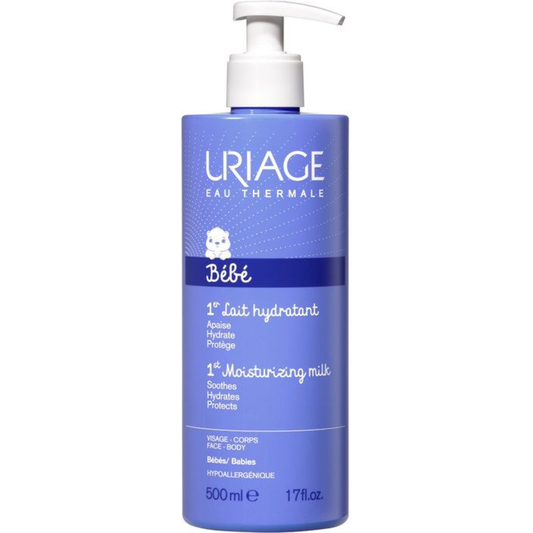 Uriage B&eacute;b&eacute; - Latte Idratante per Viso e Corpo con Squalano Vegetale, 500ml