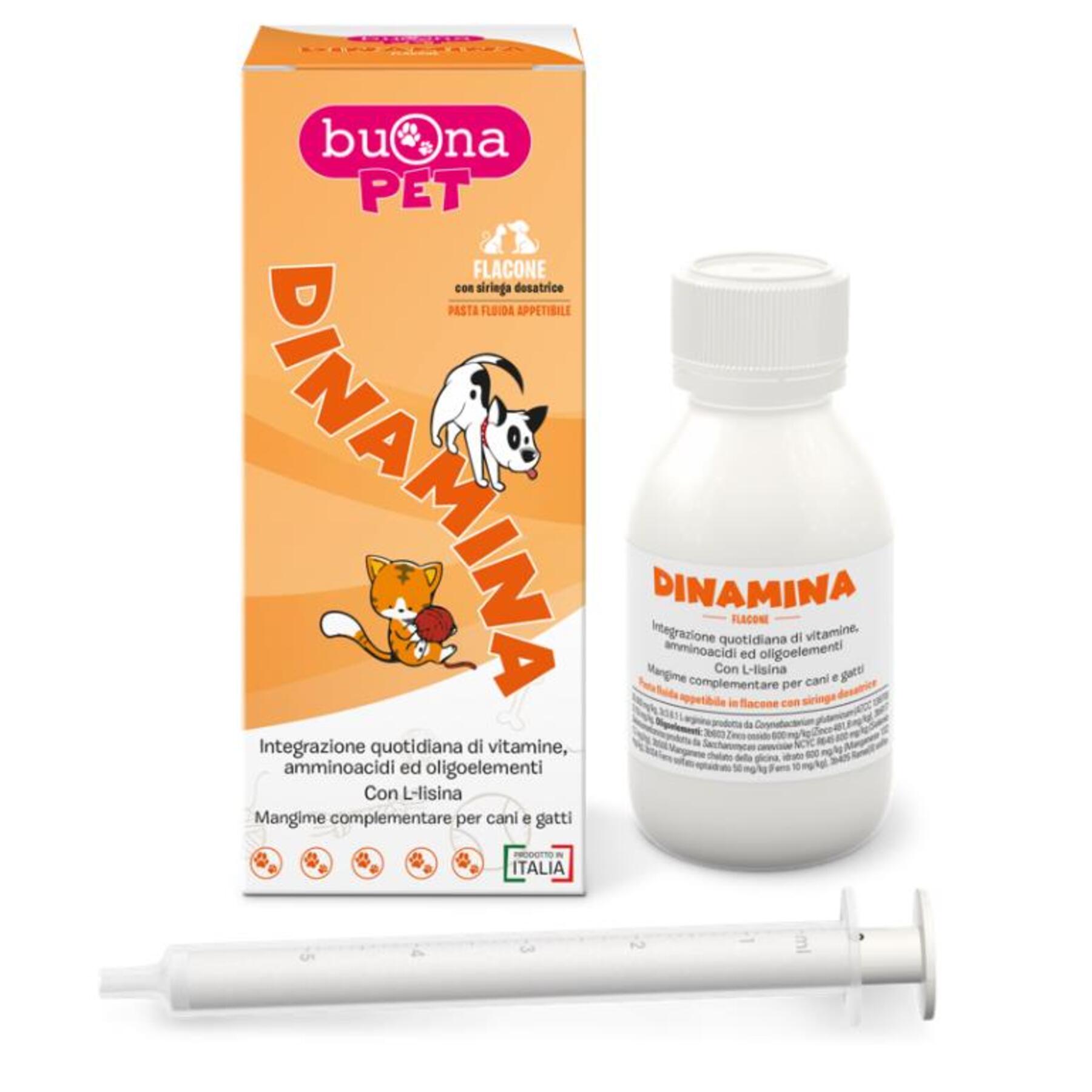 Dinamina mangime complementare cani gatti flacone con siringa... img