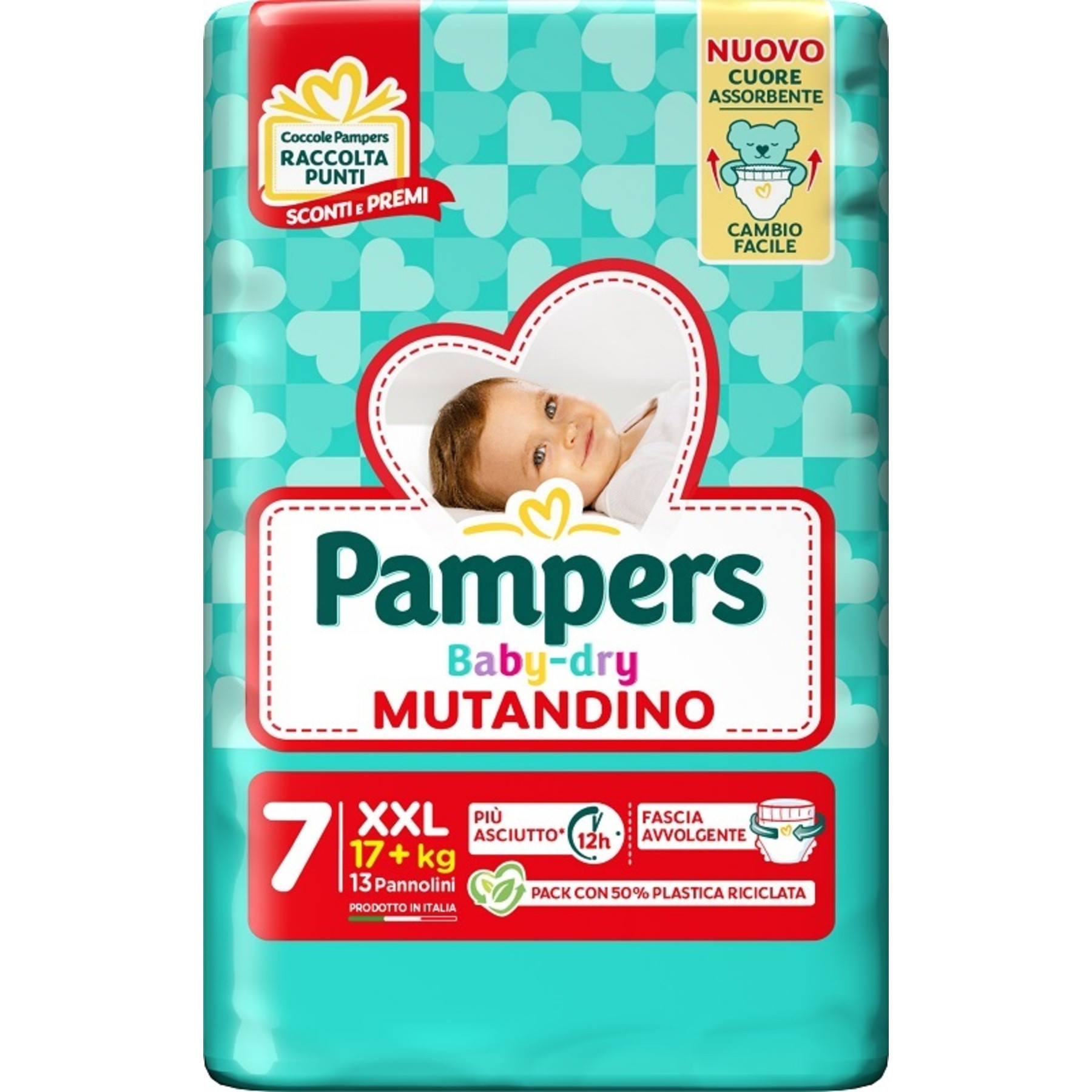 Pampers 7 baby dry pannolino mutandino xxl small pack 17+kg (13 pezzi)