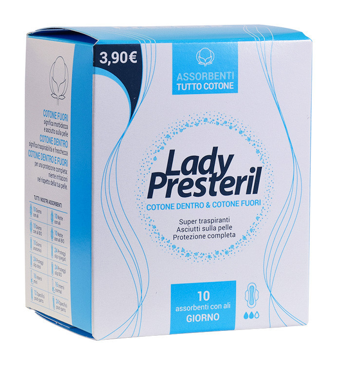 Lady Presteril Assorbenti Pocket Giorno Con Ali 100 Cotone 10 Pz