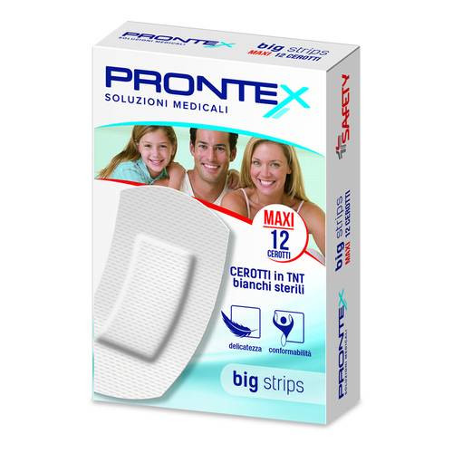 Prontex Big Strips Cerotti In Tnt Bianchi Sterili Formato Maxi 12 Pz