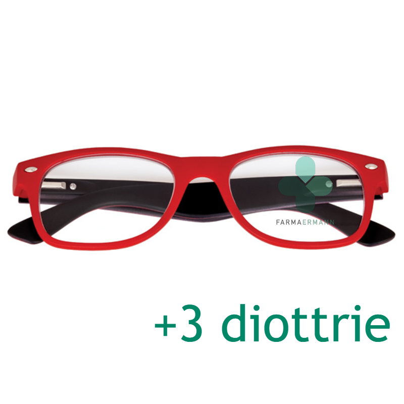 CorpOOtto Pc Vision Occhiali per lettura unisex colore rosso 3 00 astuccio in pelle