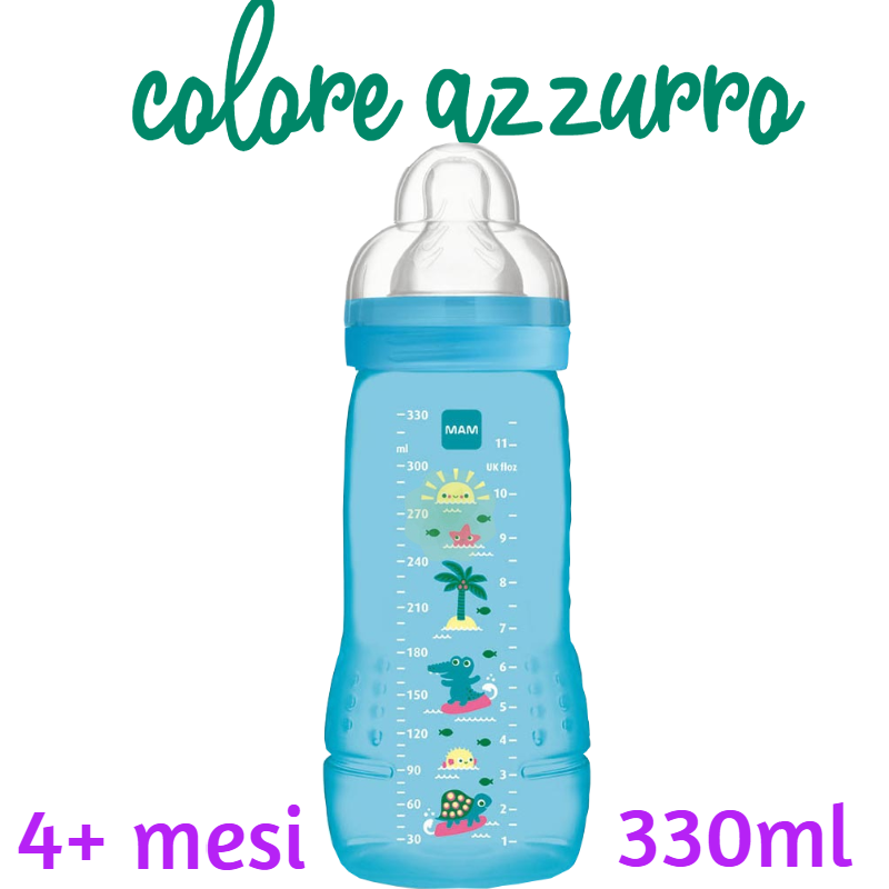 Mam Easy Active biberon flusso rapido 4+ mesi colore azzurro (330 ml)