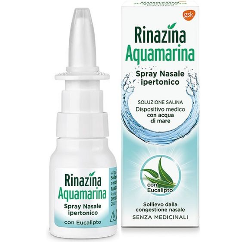 Rinazina Aquamarina Spray nasale ipertonico + Eucaliptolo (20 ml)