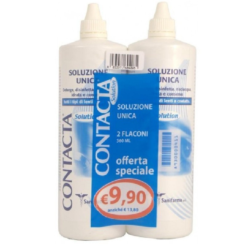 Soluzione contacta per lenti a contatto 2 pezzi (360 ml+360 ml) Soluzione contacta per lenti a contatto 2 pezzi (360 ml+360 ml)