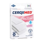 Cerotti delicati ceroxmed con garza disinfettante ipoallergenici per pelli sensibili super 3,8x8cm 12 pezzi