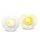 Avent Succhietti notturni trasparenti in silicone da 0 a 3 mesi (2 pz)
