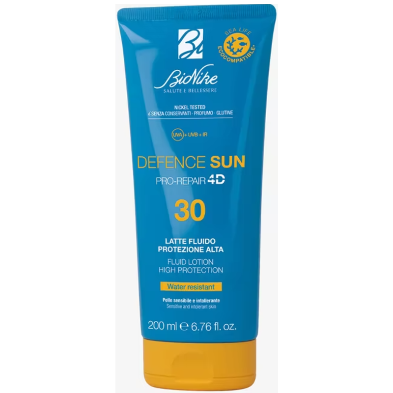 BioNike Latte Fluido Solare SPF30 per Pelle Sensibile, 200ml